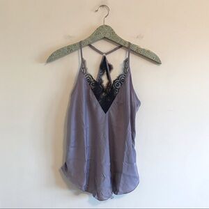 NWT Free People Starlight Purple Satin Lace Tank
